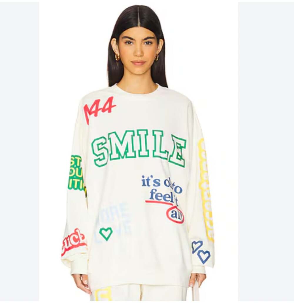 The Mayfair Group Affirmations Sweatshirt Womens L/XL Cream Manifest Graphic